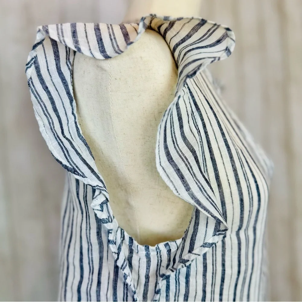 Old Navy | Linen-Cotton Striped Flutter Sleeve Top